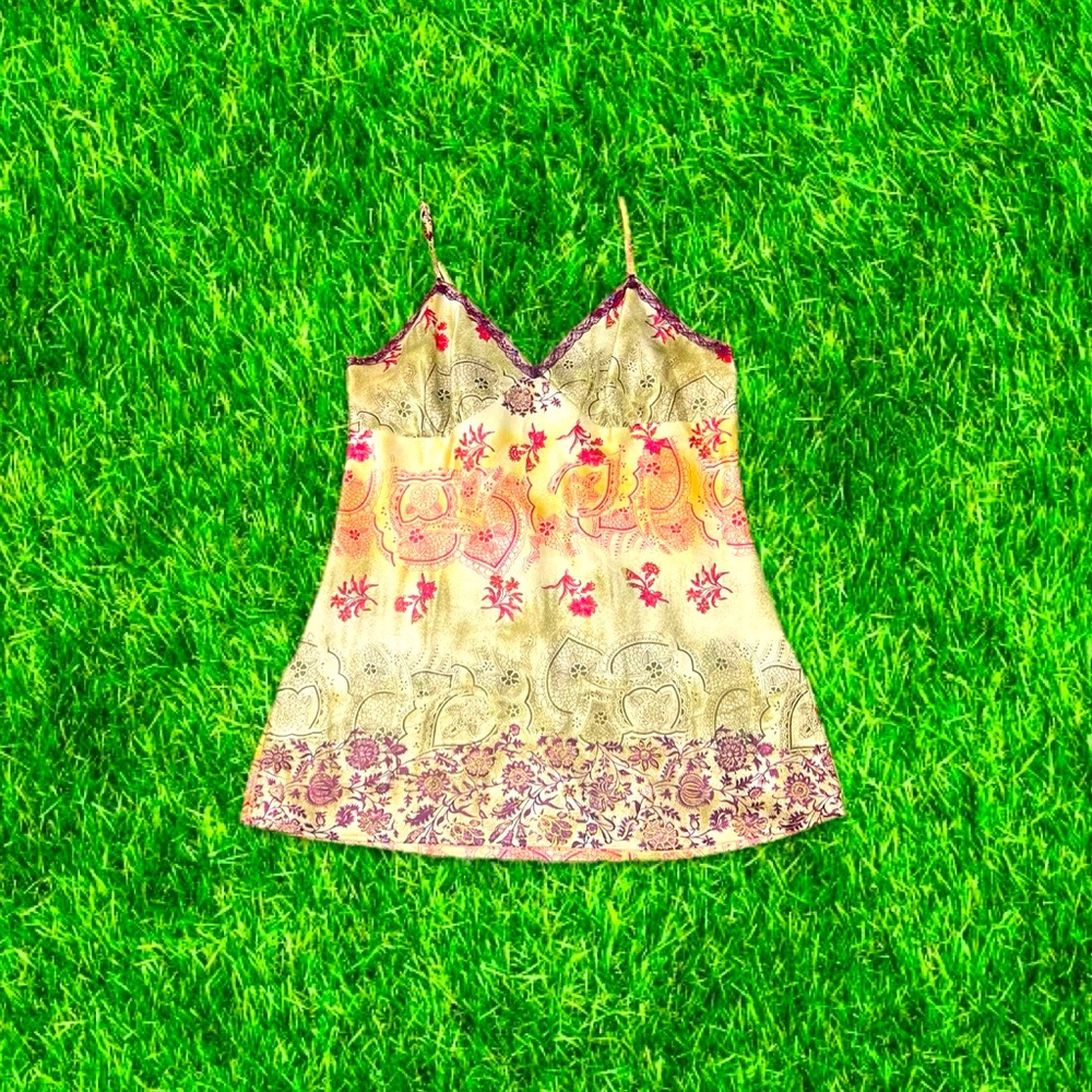 vtg y2k Xhiliration silky fairy print babydoll cami